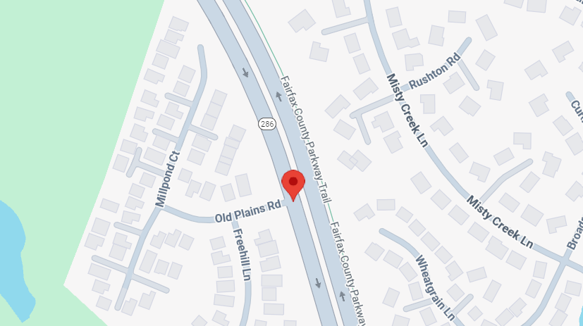 Map of Fairfax County Parkway where a man was found dead