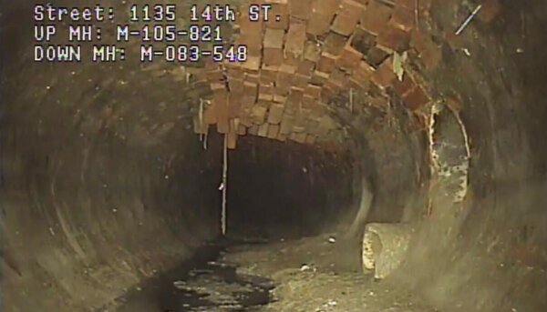 a photo of old sewer pipe 