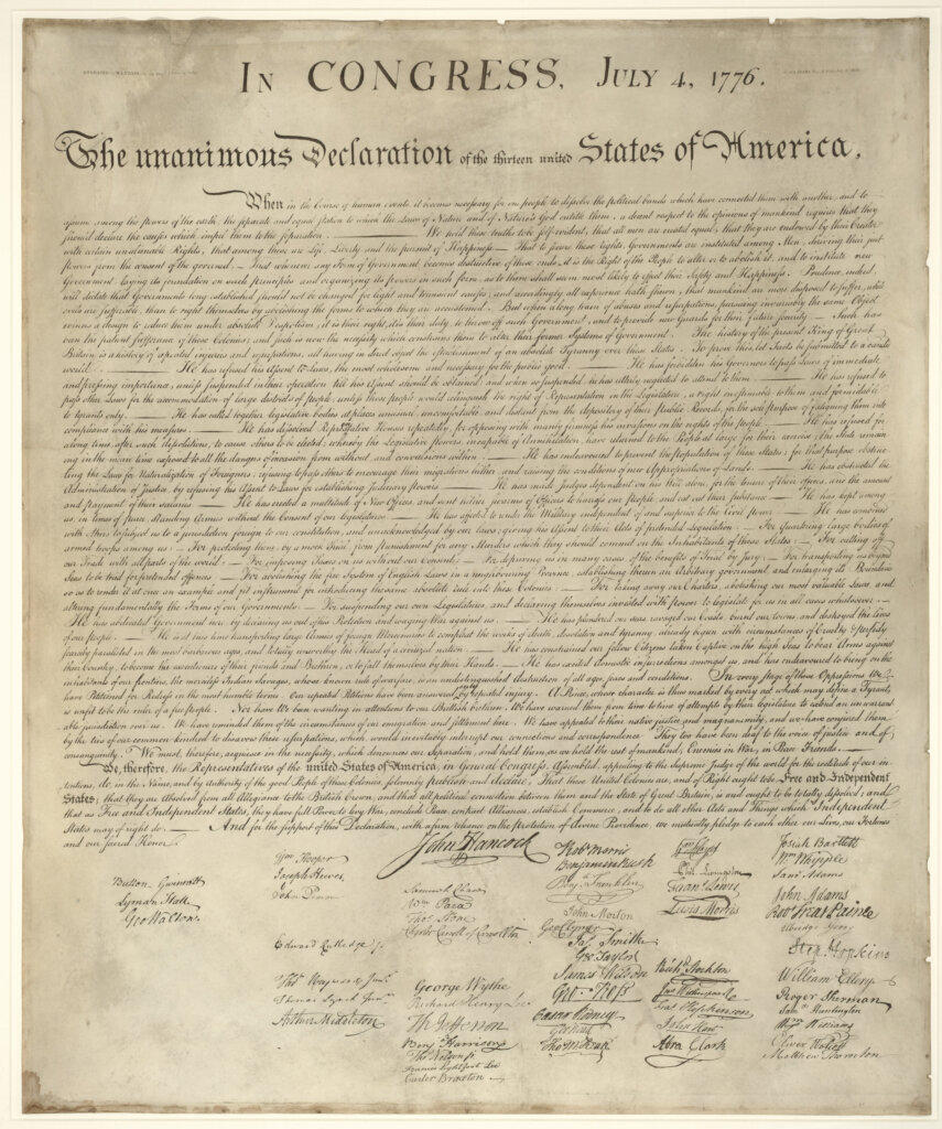 Original Engraving of the Declaration of Independence, 1823.