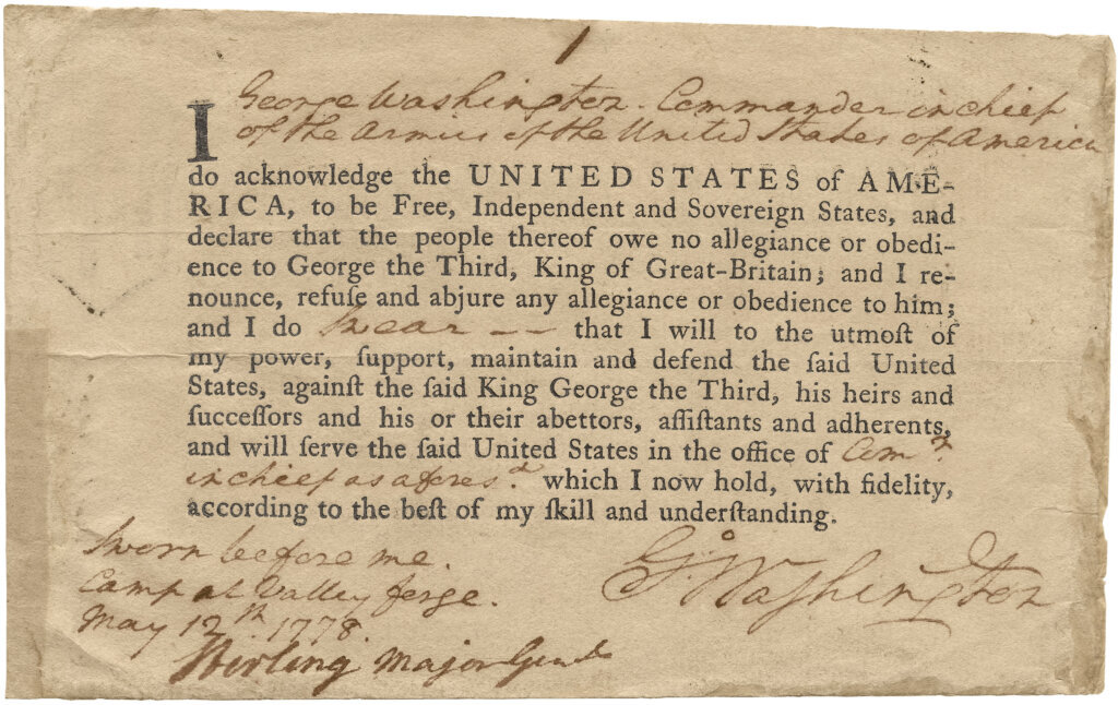 George Washington's Oath of Allegiance.