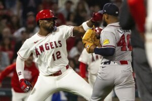 APTOPIX Braves Angels Baseball