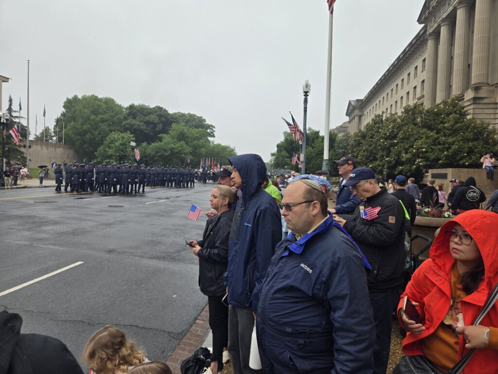 Spectators watch the National Memorial Day Parade in D.C.